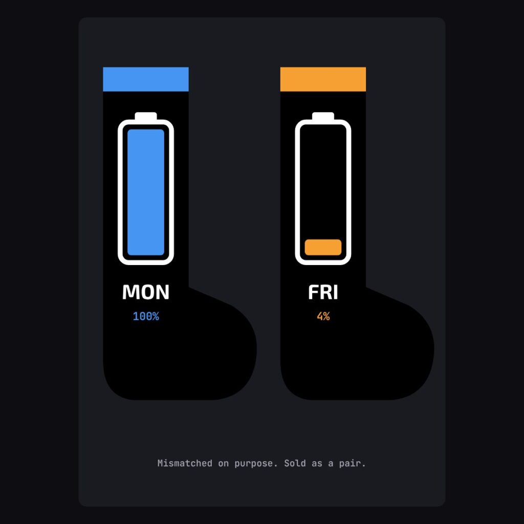 Monday-Friday battery socks
